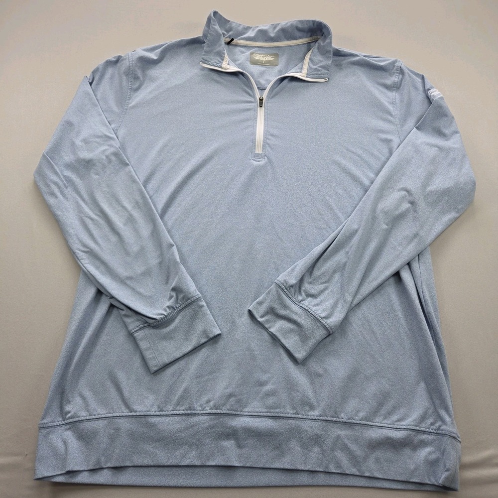 Straight Down Pullover Mens L Light Blue Quarter Zip Golf Great Oaks